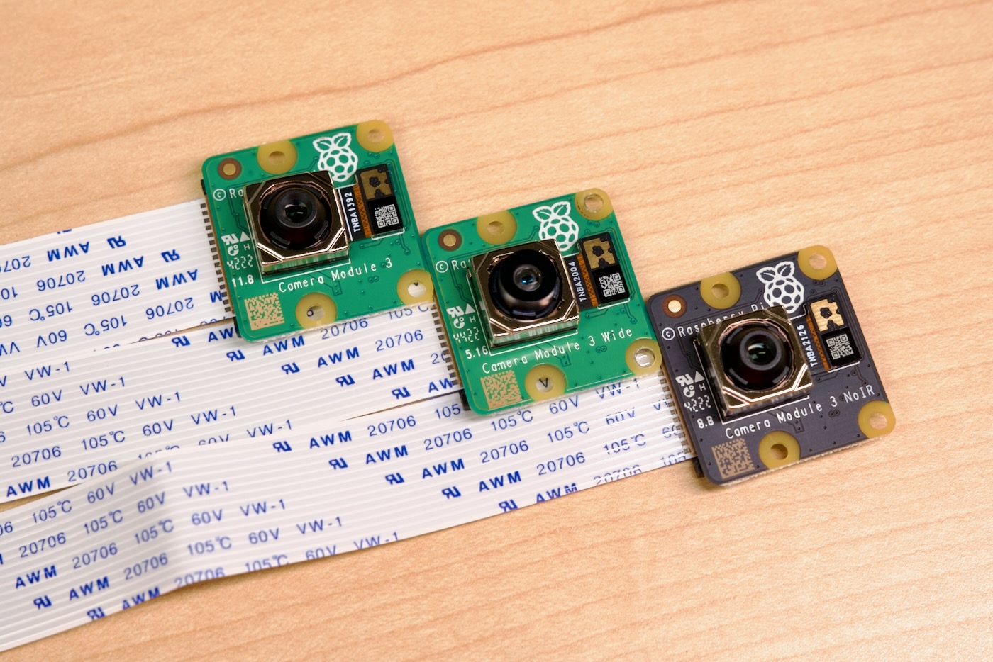 Raspberry Pi Camera Module 3 varieties - standard, wide, and NoIR