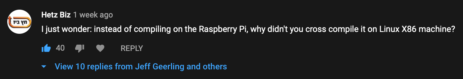 cross compile raspberry pi kernel youtube comment