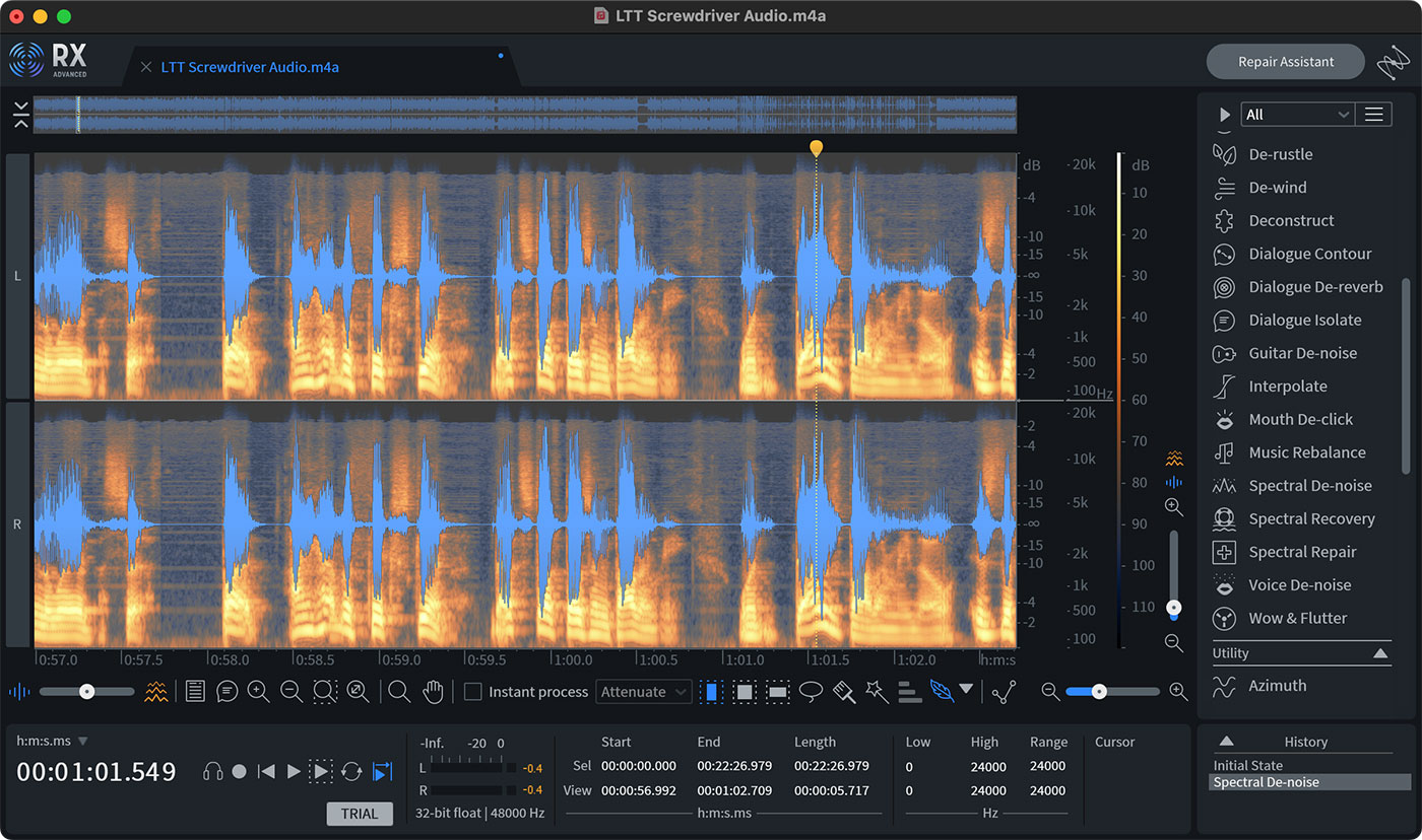 Denoise in iZotope Audio Editor