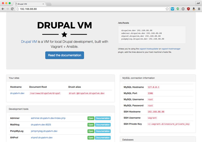 Drupal VM 2.3.0 release - new dashboard UI