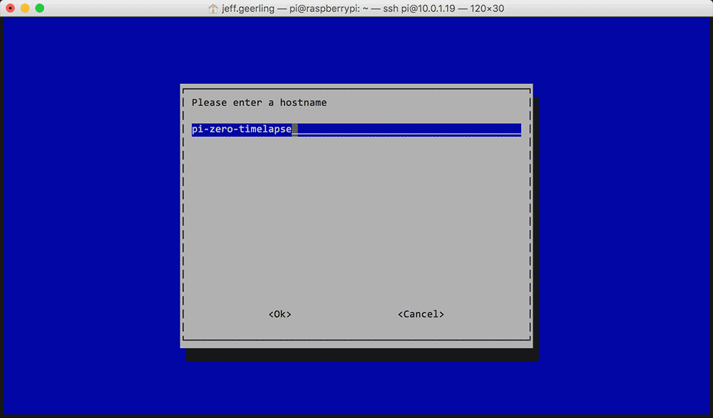 Raspberry Pi Zero raspi-config Terminal SSH configure hostname