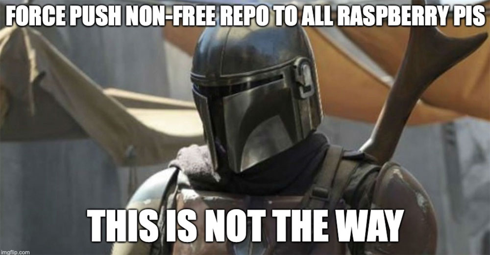 Force push non-free repos to all Raspberry Pis - This is not the way