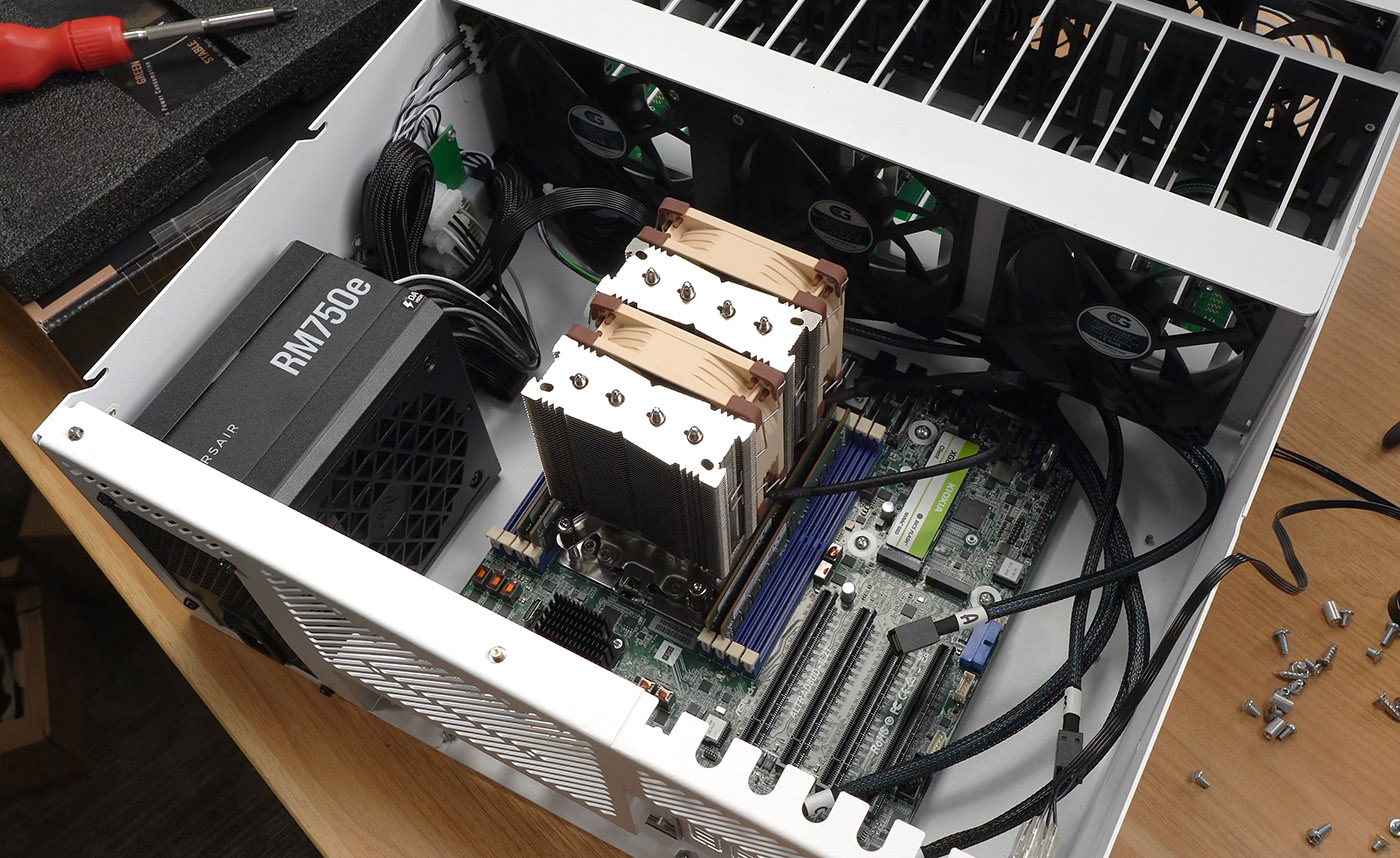 HL15 with ASRock Rack Motherboard and Noctua Ampere Altra CPU Cooler installed