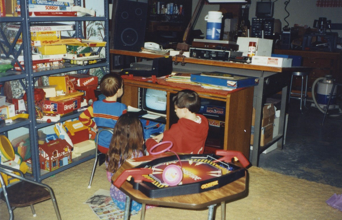 Jeff and siblings on game console