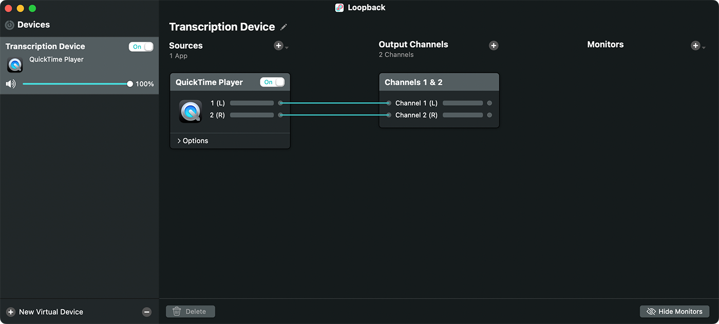 Loopback for Mac Transcription Device
