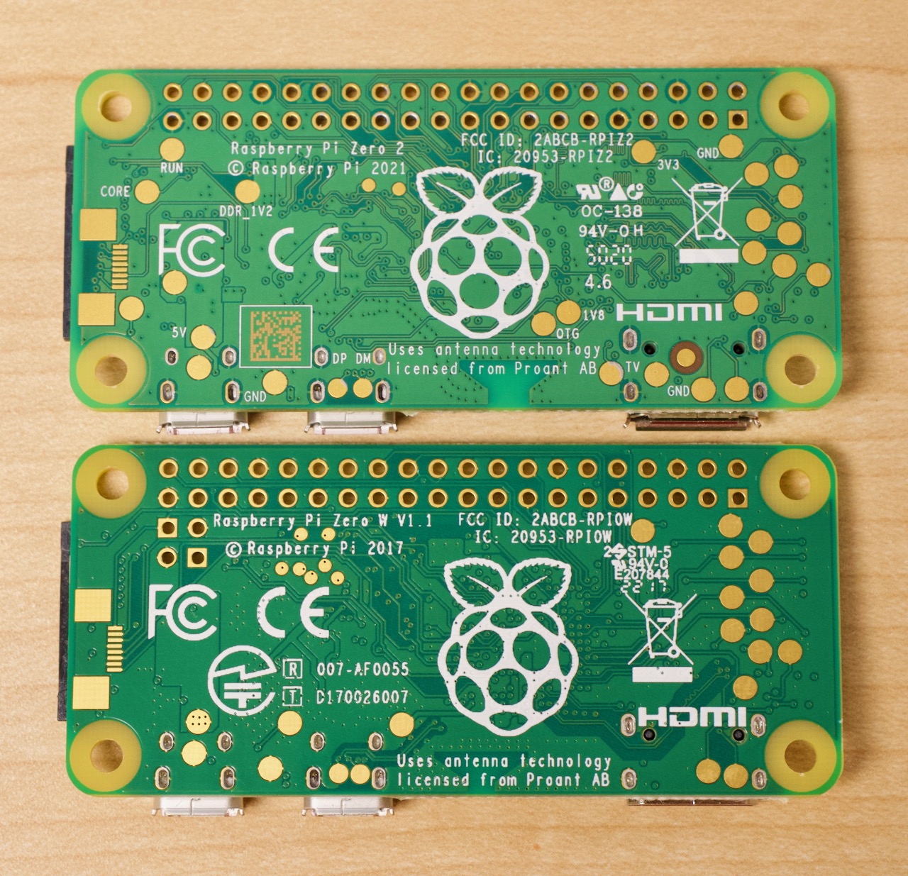 Pins and pads on bottom of Pi Zero 2 W in different locations than the pads on the Pi Zero W at bottom