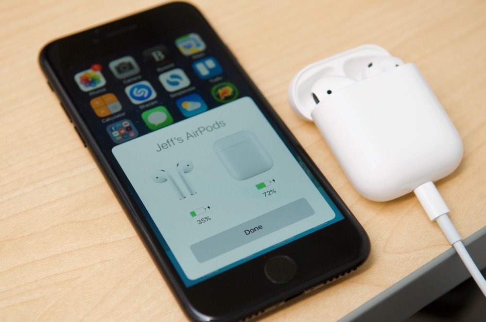 AirPods in charging case pairing to iPhone 7