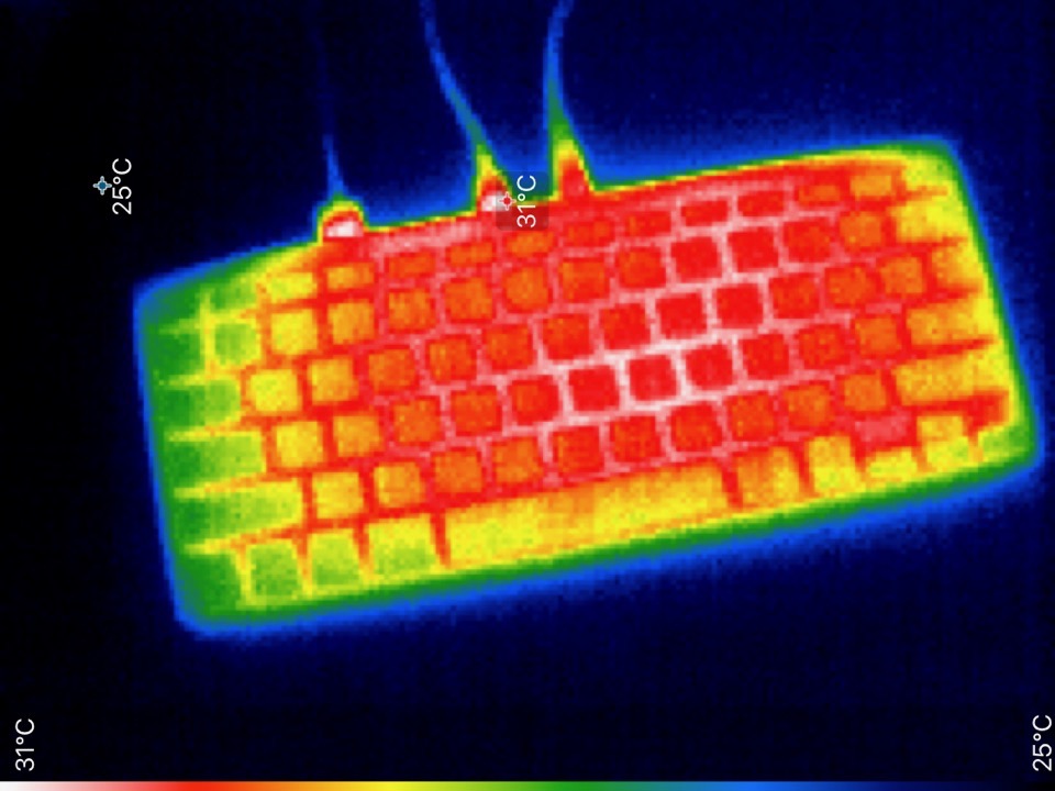 Pi 400 Keyboard stress 1.8 GHz IR thermal camera