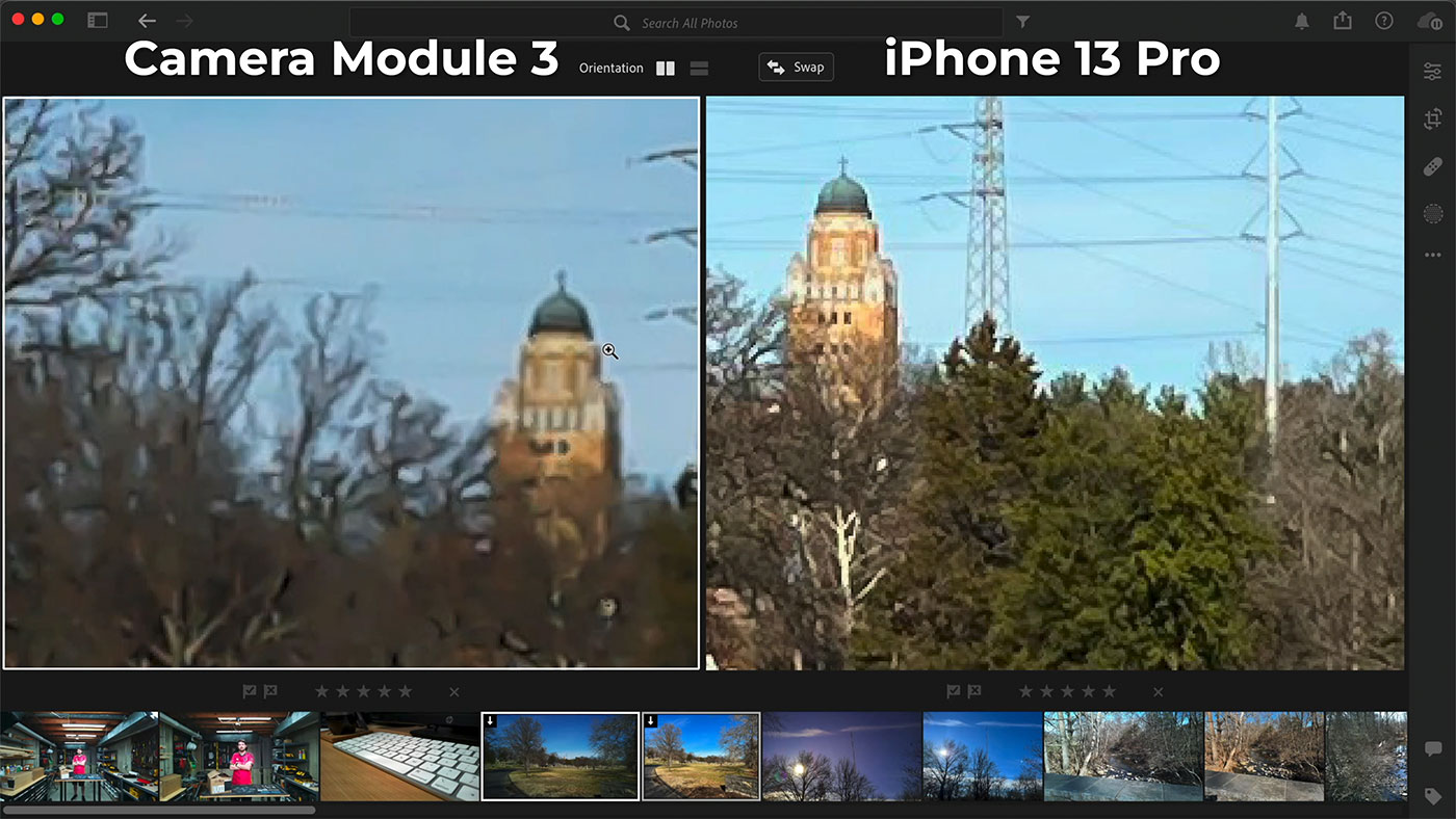 Camera Module 3 versus iPhone 13 Pro - lens sharpness