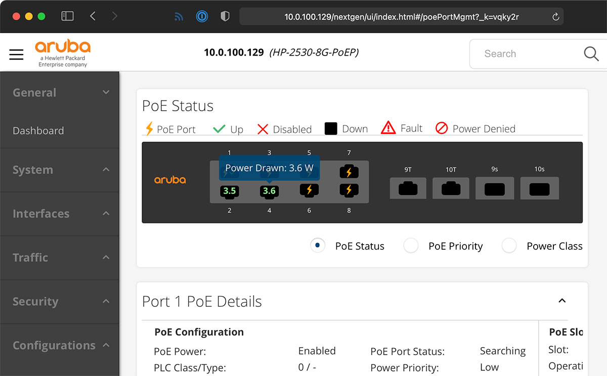 HP PoE Switch Power Draw of two Pis