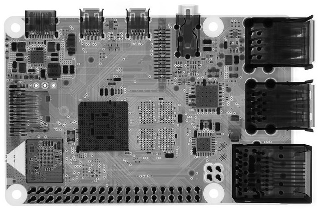 Xray image of Raspberry Pi 4 model B