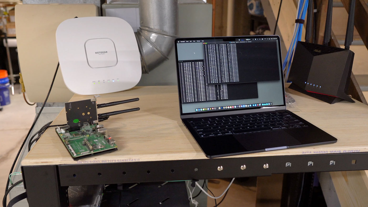 Raspberry Pi CM4 with Intel AX210 versus M2 MacBook Air WiFi Benchmark