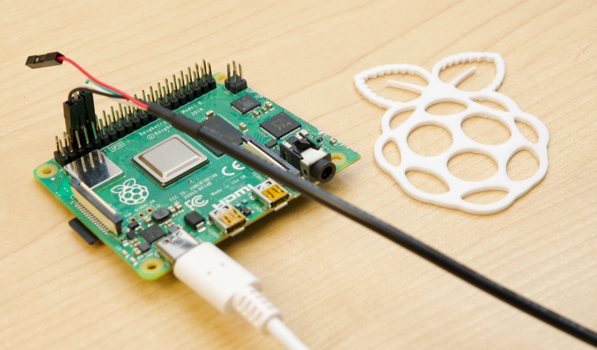 Raspberry Pi with UART Serial Console Debug cable connected
