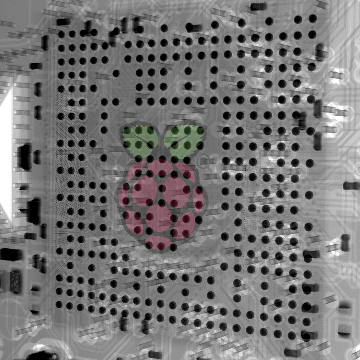 Raspberry Pi Logo in BGA ballout on Pi Zero 2 W