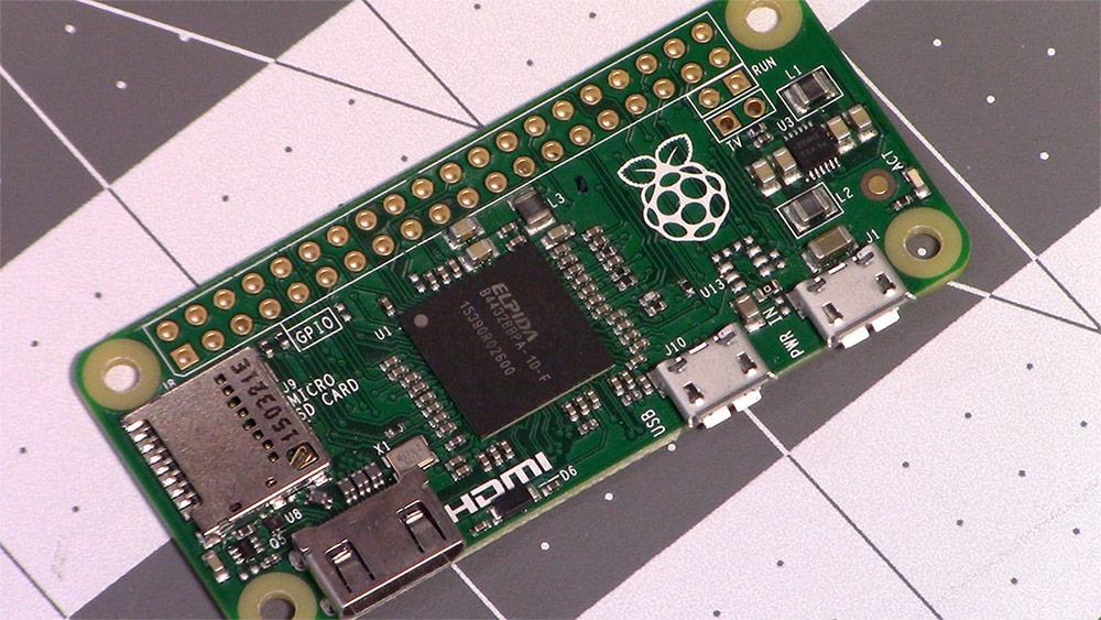 Raspberry Pi Zero with labels closeup