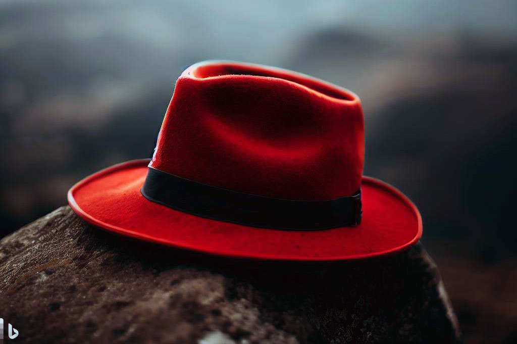 Red Hat on mountain, generated by Bing AI images