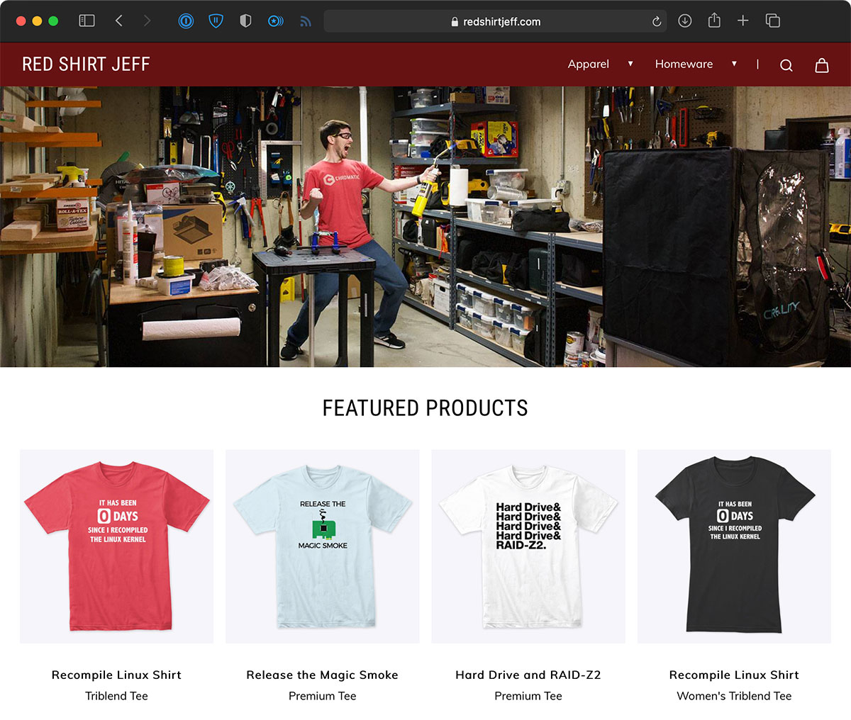 Red Shirt Jeff store - launch products