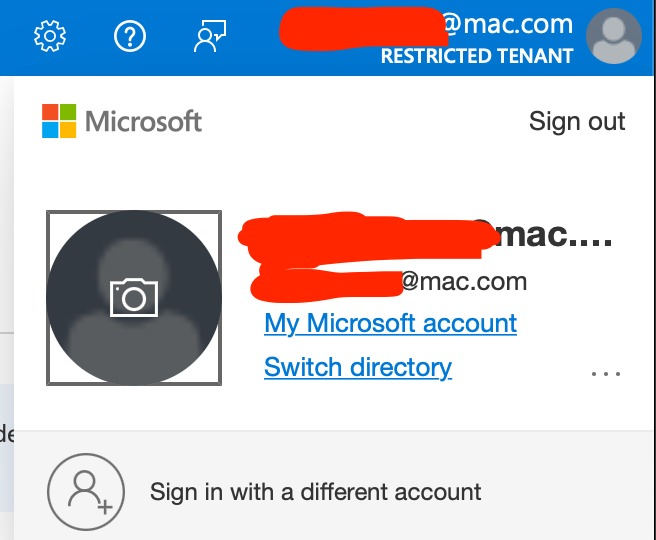 Microsoft Account Azure Restricted Tenant