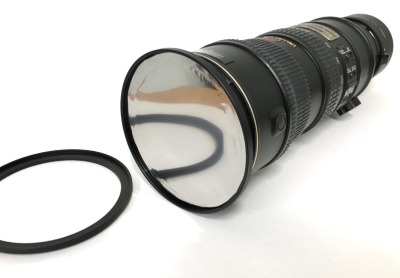 DIY Solar Filter on Nikon 70-200mm f2.8 VR lens with a TC-17e II teleconverter