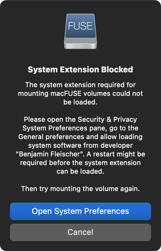 System Extension Blocked dialog