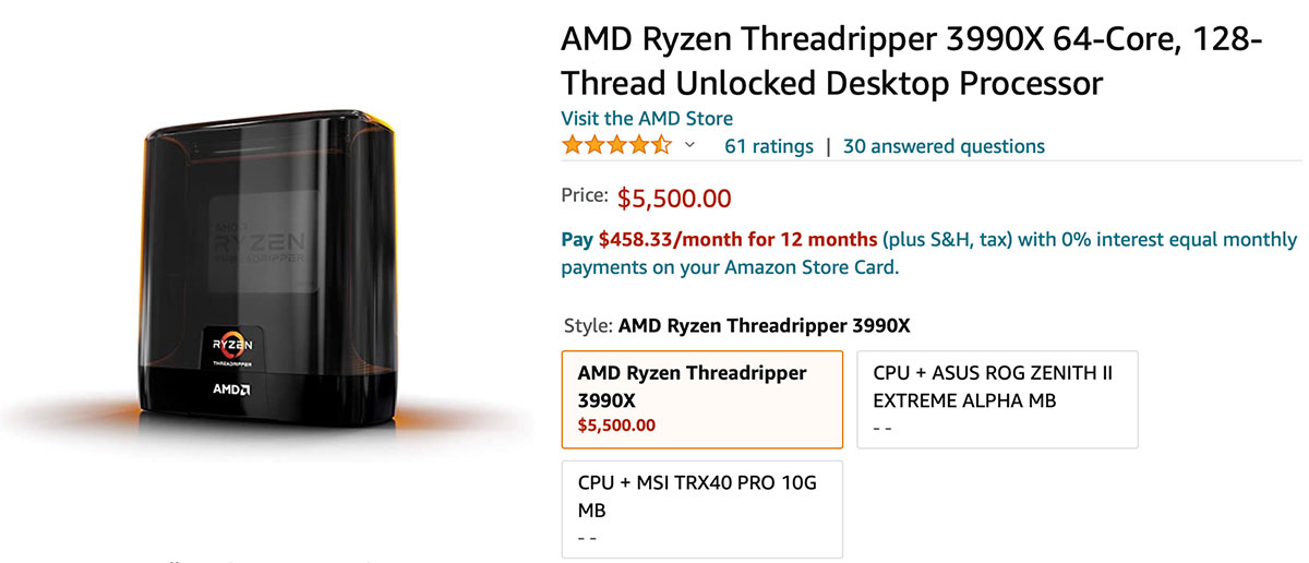 Threadripper 64-core CPU for five thousand dollars