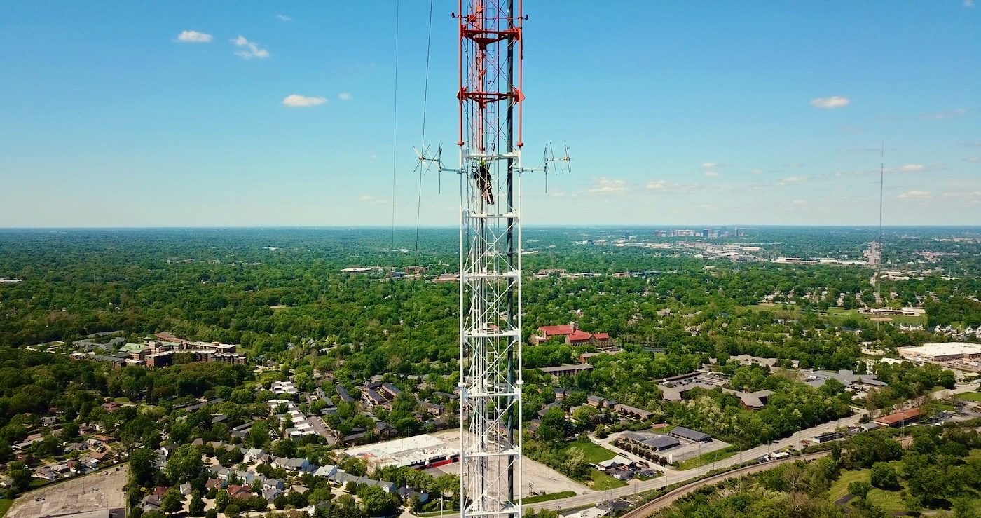 KSDK FM Antenna install tower climber