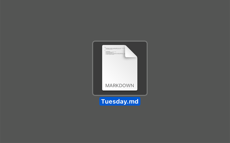 Tuesday.md TODO file for the day of the week