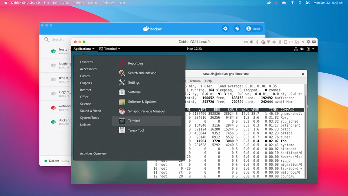 Virtualized Docker and Debian VM environments on macOS Big Sur