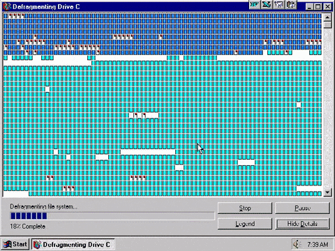 Defragmenting a Windows 95 Hard Drive