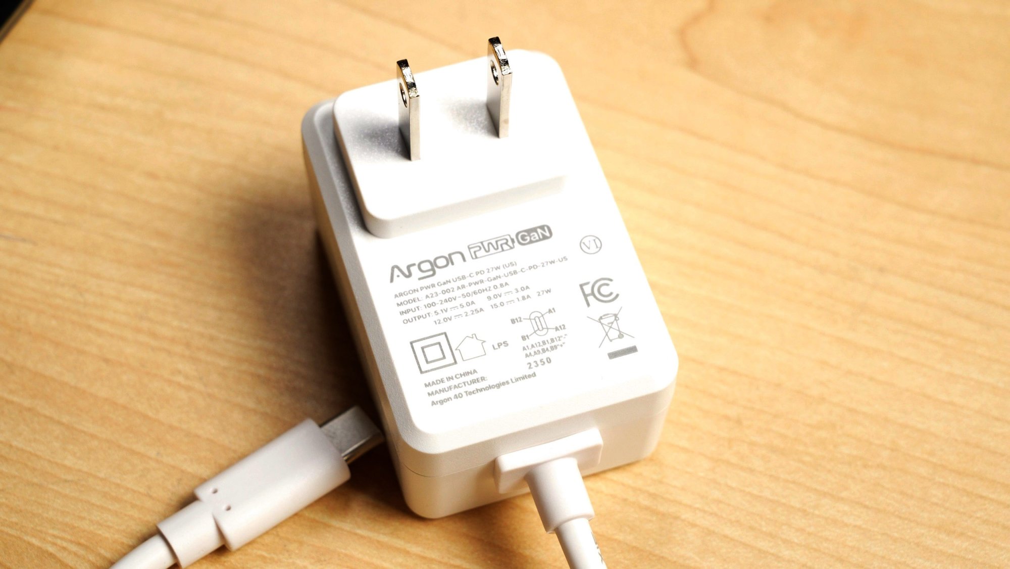 Argon GaN 27W USB-C charger