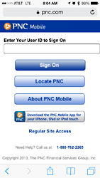 Mobile PNC Website