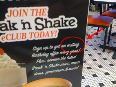 Steak 'N Shake Grammatical Error on sign